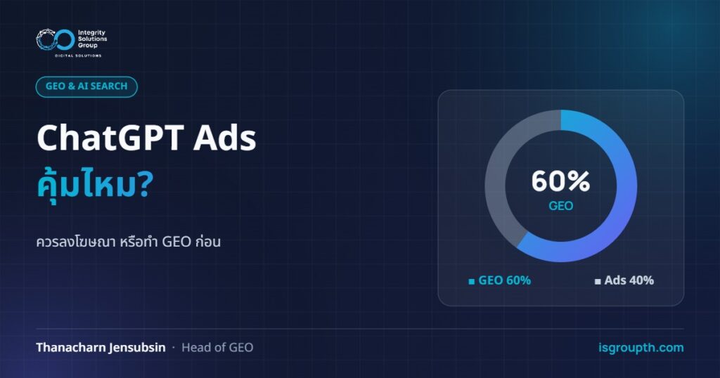 ChatGPT Ads คุ้มไหม? - ควรลงโฆษณา หรือทำ GEO ก่อน